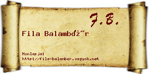 Fila Balambér névjegykártya